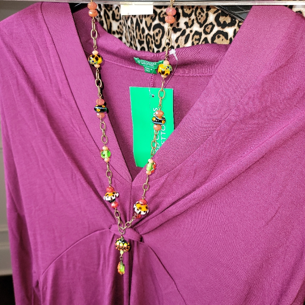 NWT Handmade Necklace w Hand-blown Beads Crystals
